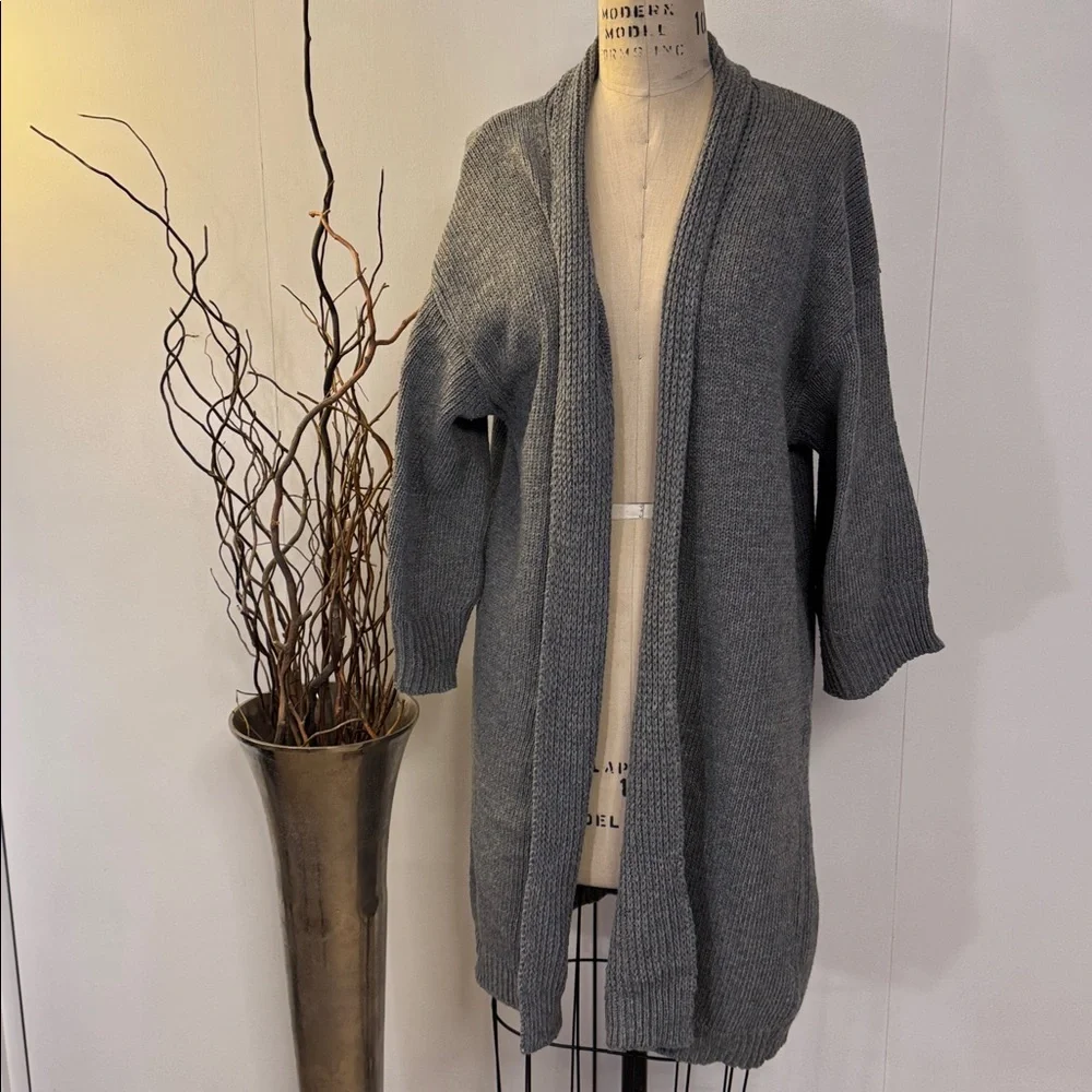 Gray Open Front Cardigan - Picture 1 of 4